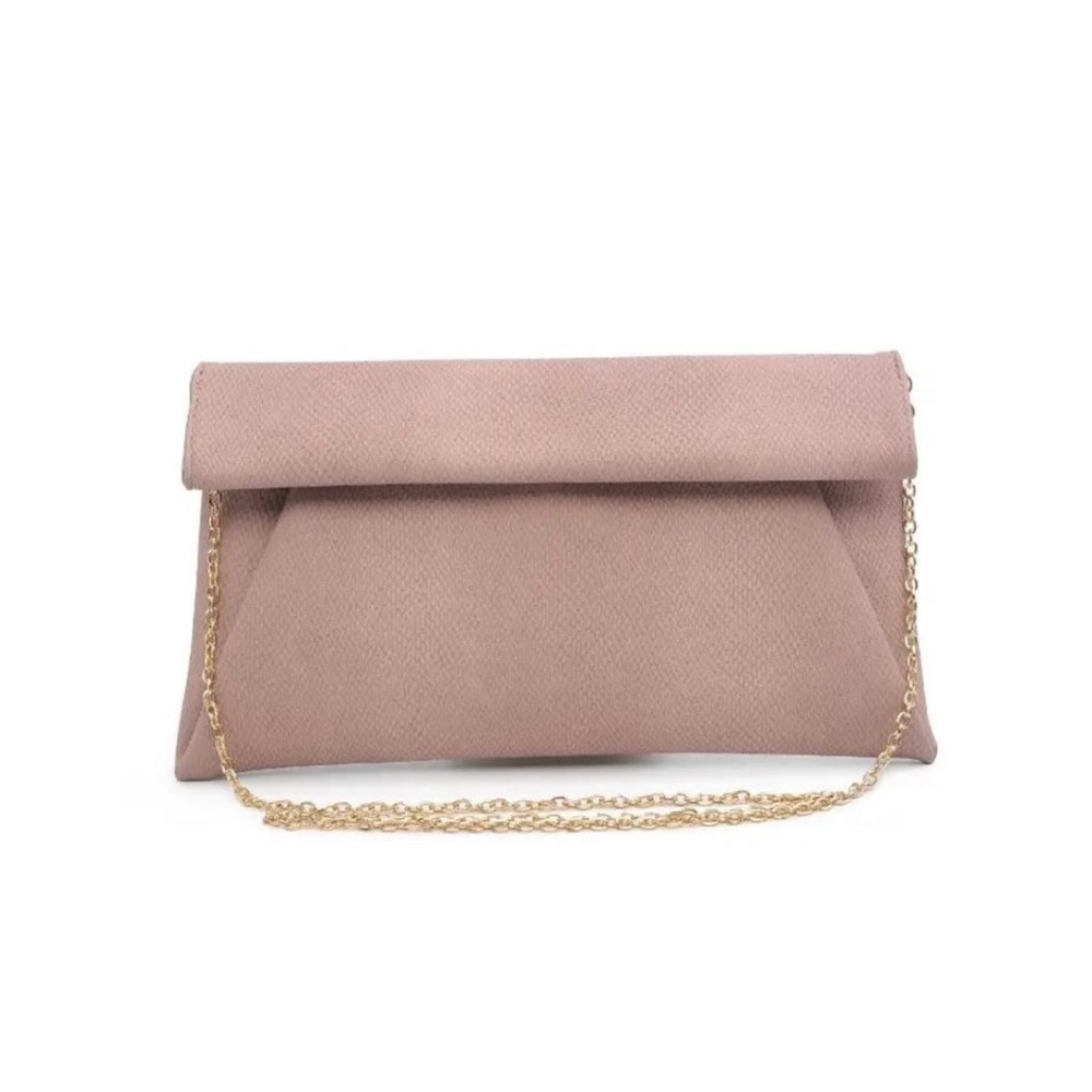 Elegant Blush Pink Clutch with Gold Chain